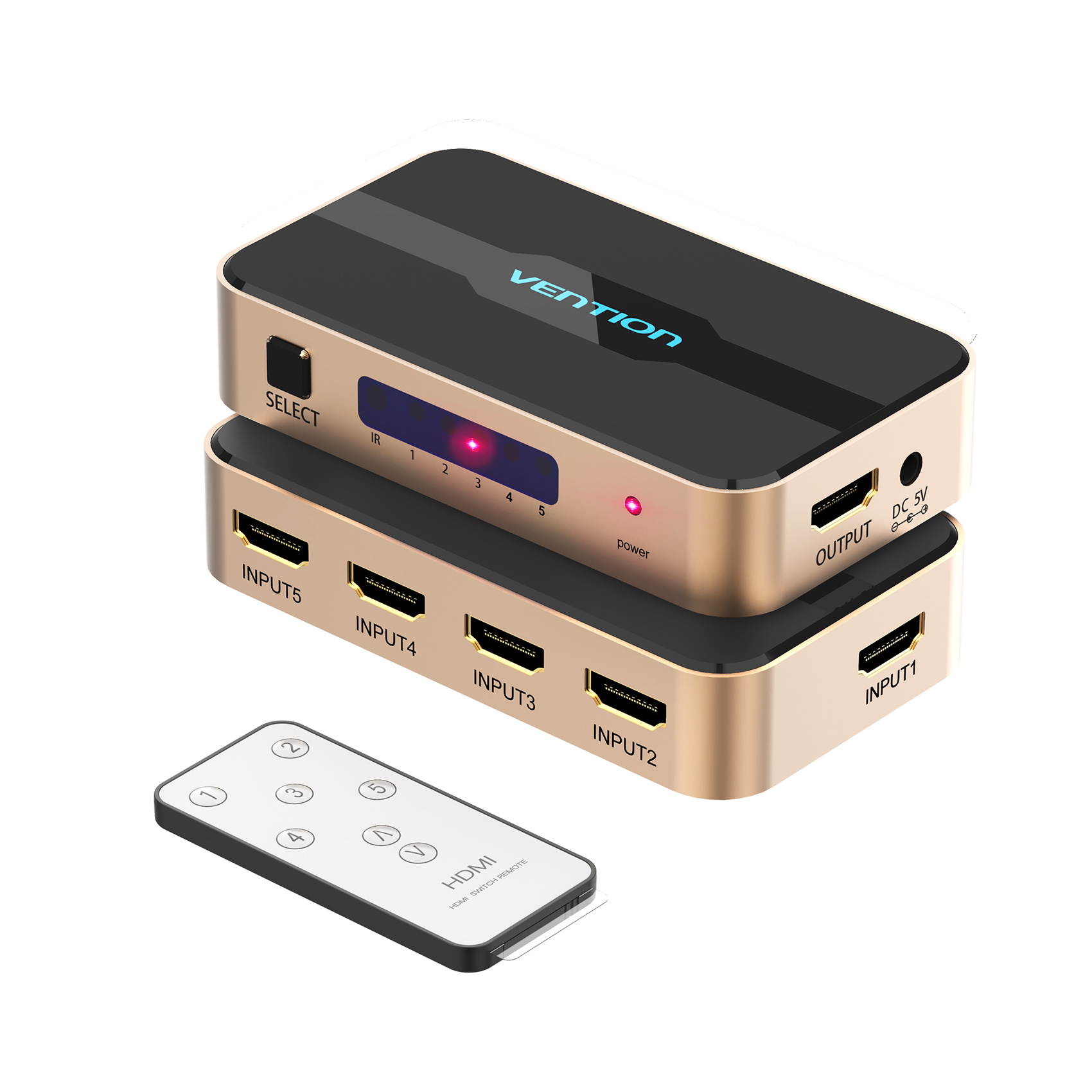 Vention HDMI Switcher 5 In 1 Out 4K*2K 3D HD HDMI Splitter