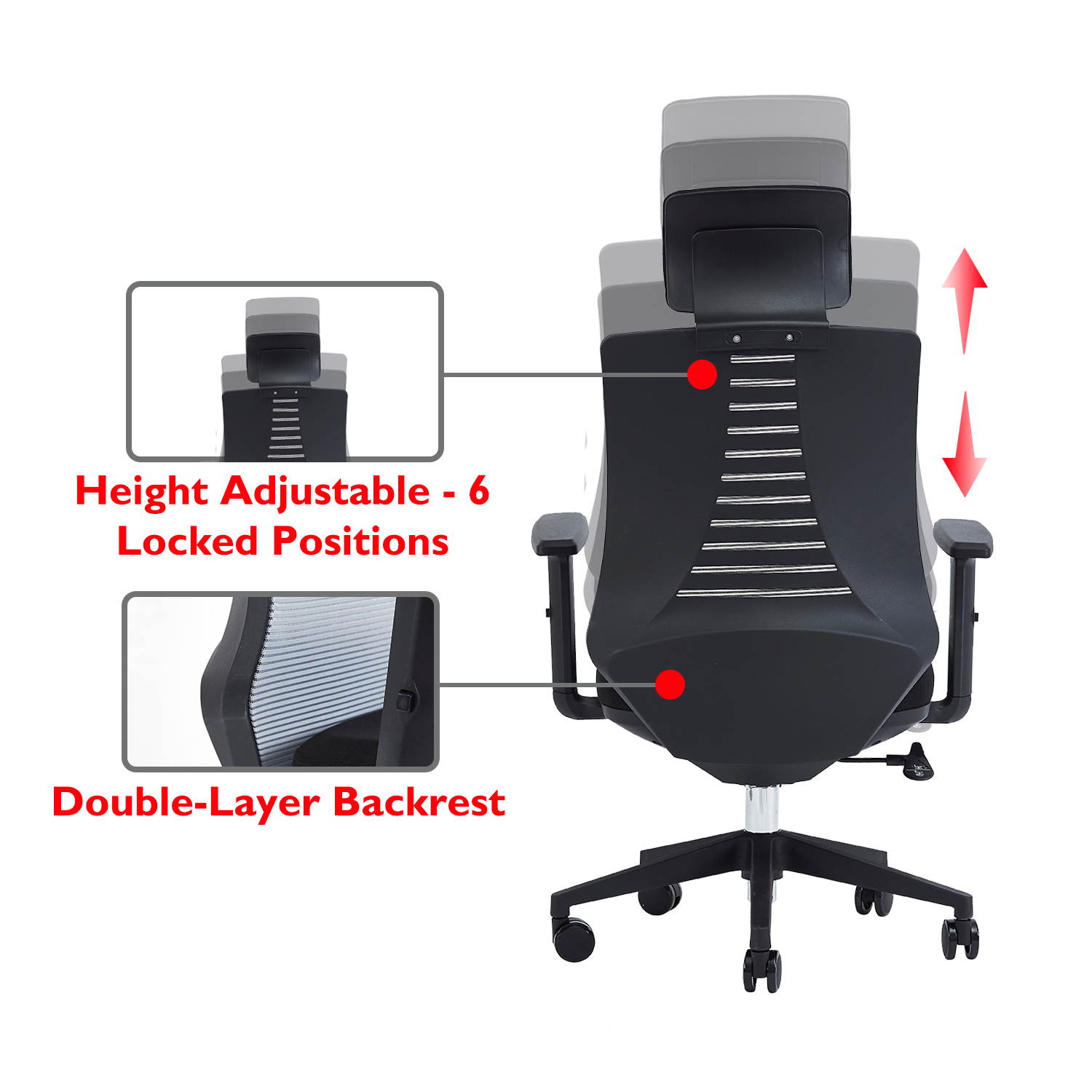 Ergonomic Office Chair with Height Adjustable Back and Lumbar Support Swivel Fabric Seat for Computer Home Desk