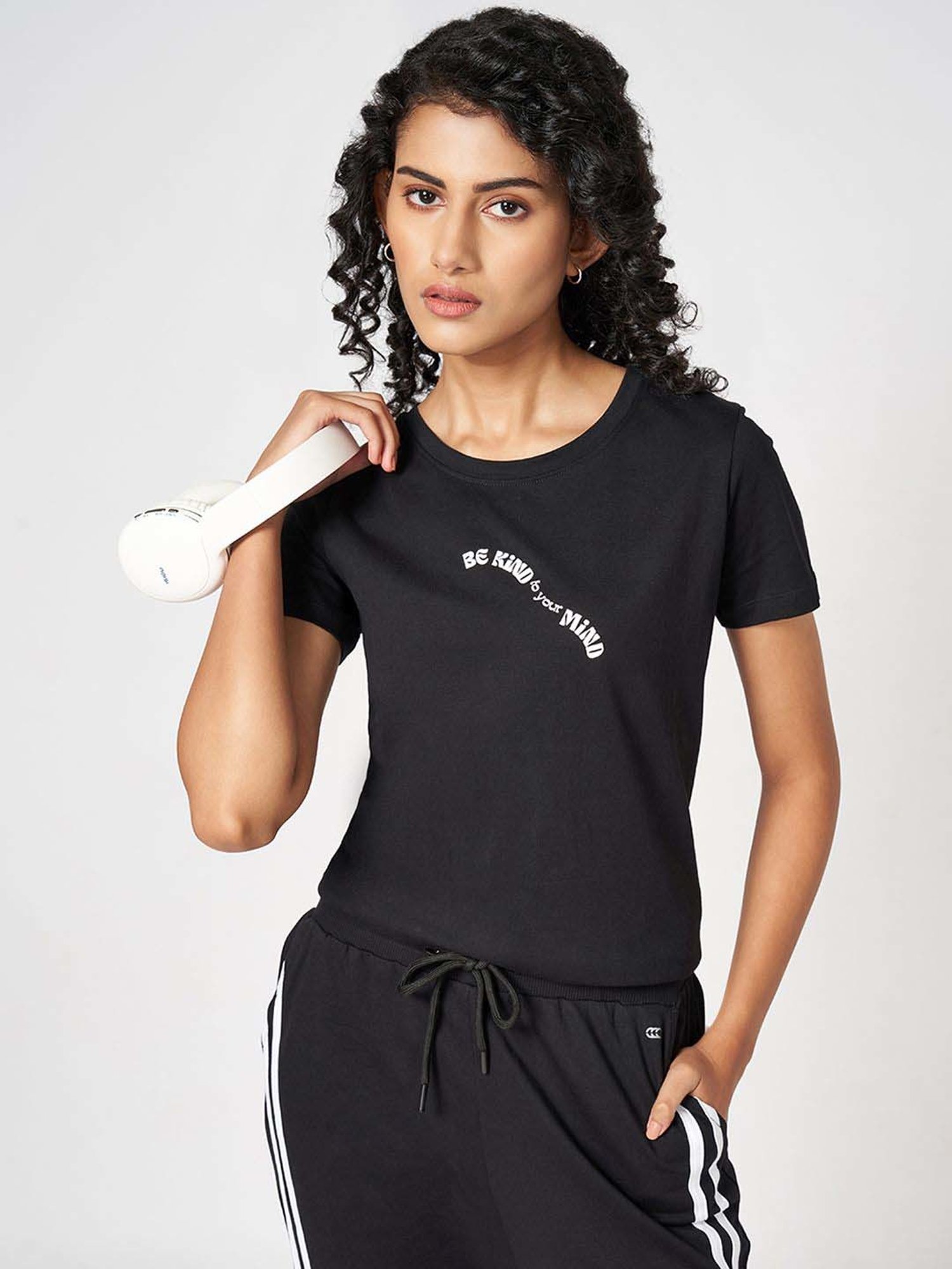 Ajile by Pantaloons Black Cotton Printed T-Shirt