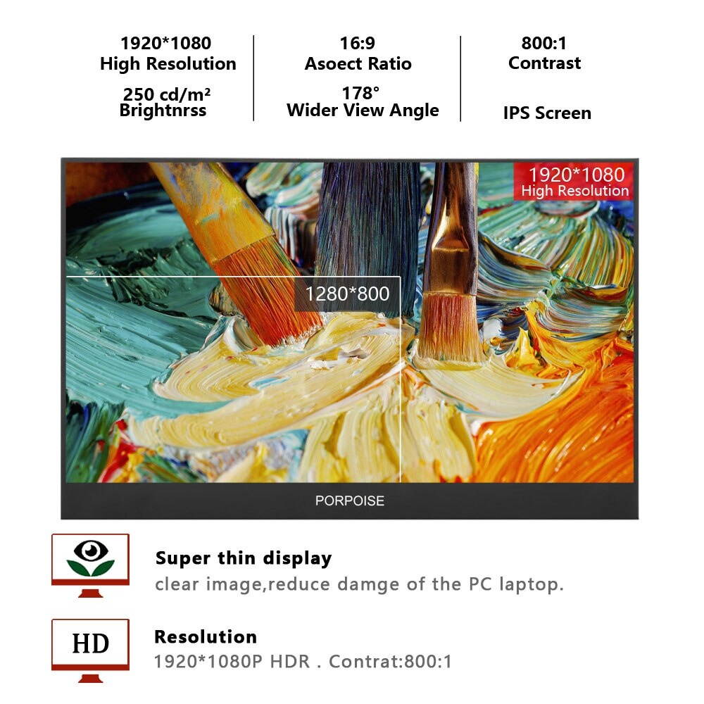 17.3 inch 144Hz portable computer monitor PC 1920x1080 HDMI 1080P IPS WLED computer gaming display high hertz 120Hz