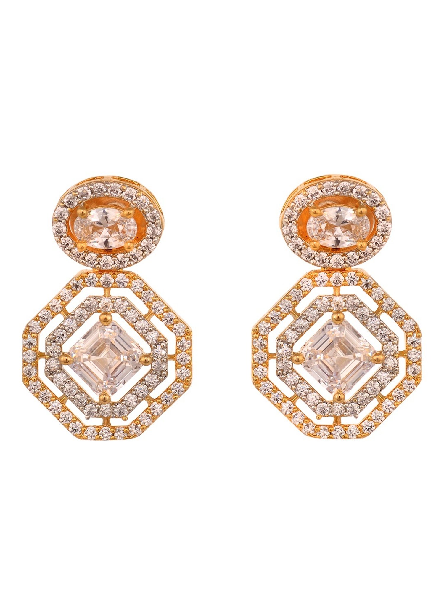 Saraf RS Jewellery Gold Plated AD Studded Minimal Earring