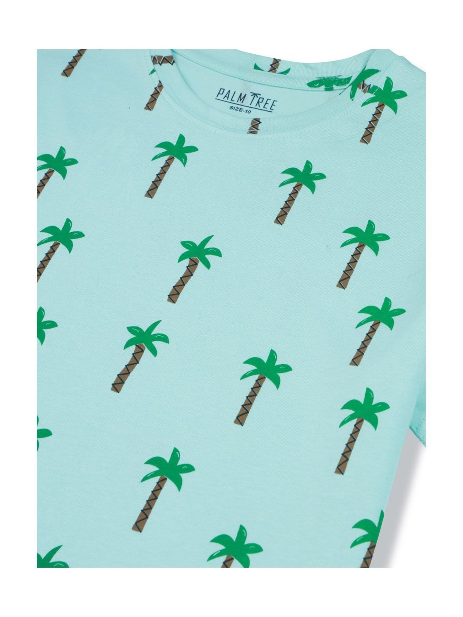 Palm Tree Kids Green Printed T-Shirt
