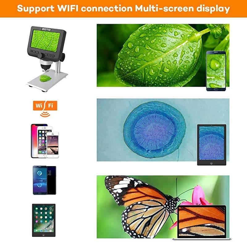 Digital Microscope  43inch 1080P Full HD LCD WiFi Microscope Camera 1000X Magnification Build in Rechargeable Battery 32GB USB Microscope for Kids Students LabEduSupport IOS Android PhonePC