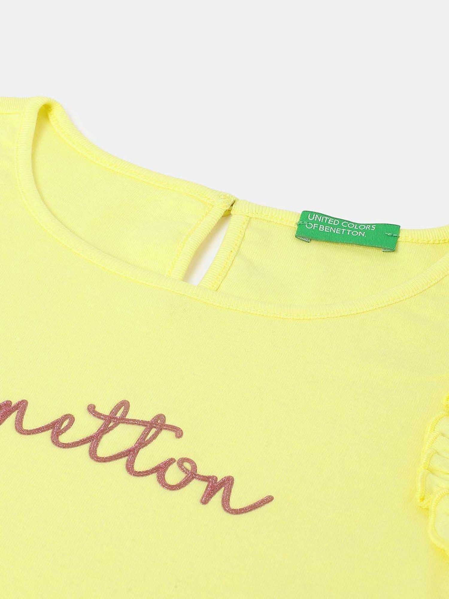 United Colors of Benetton Kids Yellow Cotton Regular Fit Dress