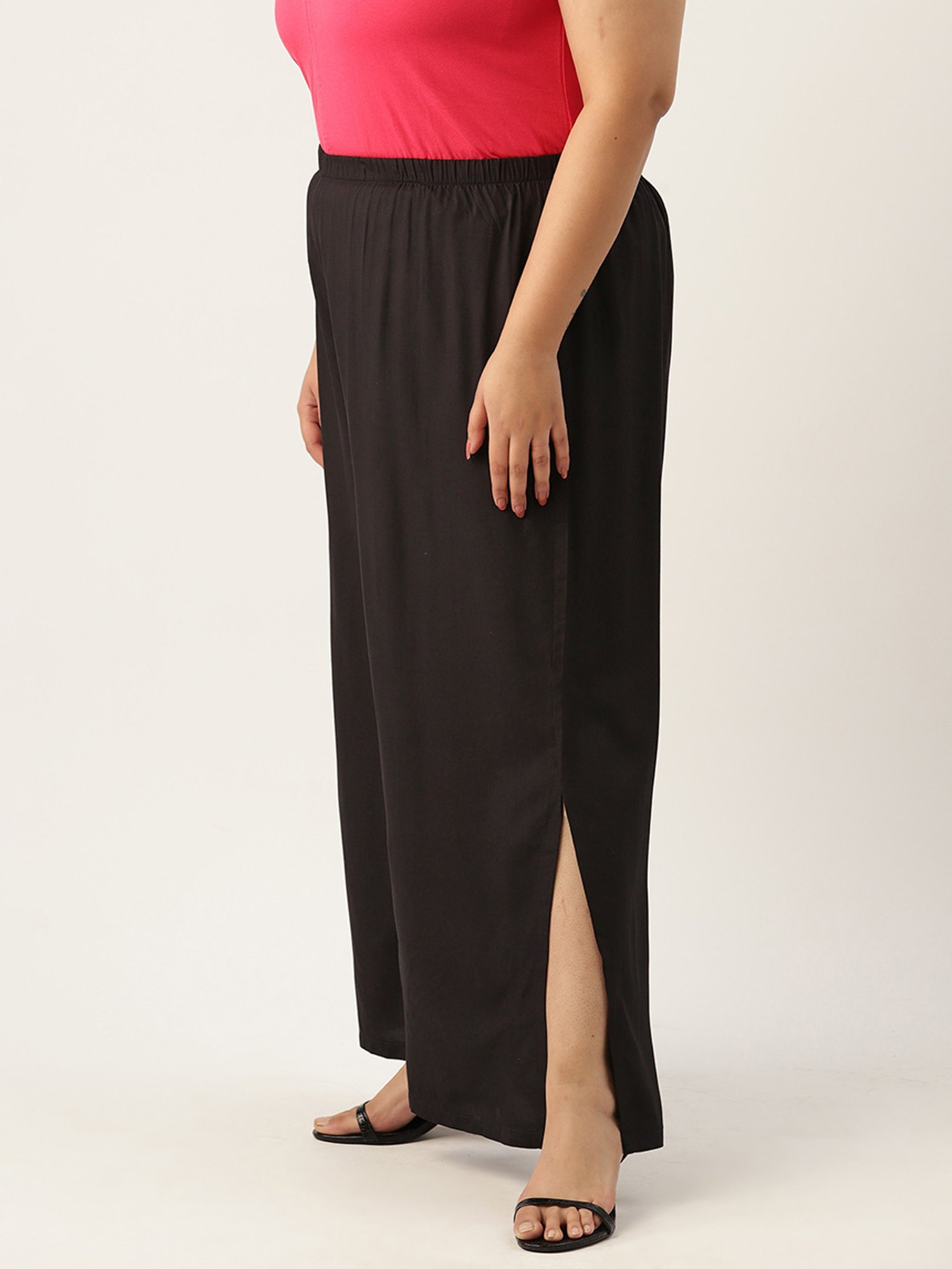 theRebelinme Black High Rise Regular Fit Palazzos