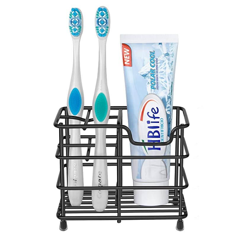 Toothbrush Holder Small Stainless Steel Toothpaste Holder Bathroom Accessories Organizer Black