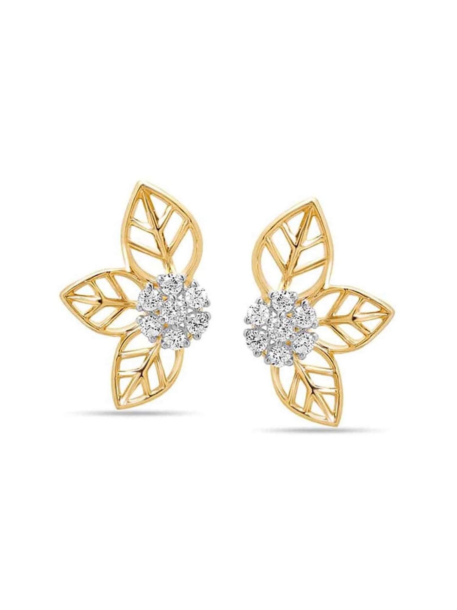 Mia By Tanishq Nature's Finest 14k Gold Bloom Bling Stud Earrings