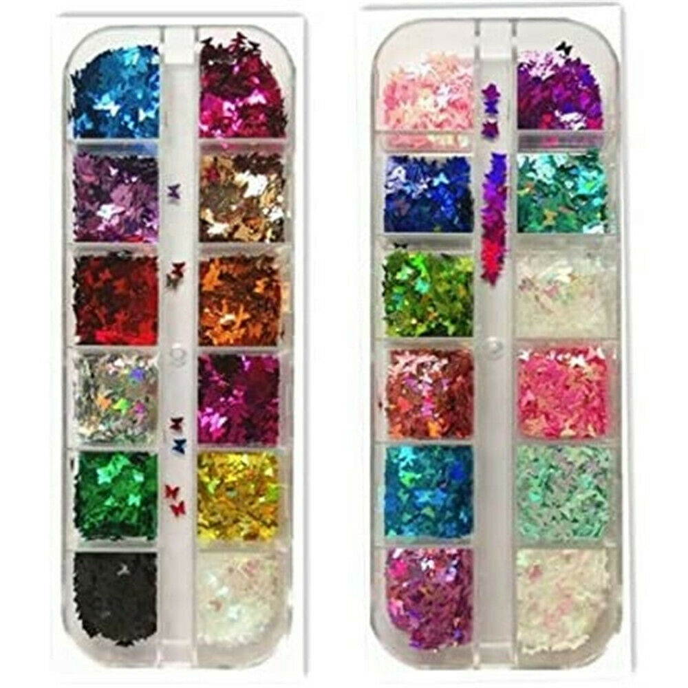 Nail Glitter Sequins Holographic Laser Butterfly Flakes Nail Art 3D Decoron