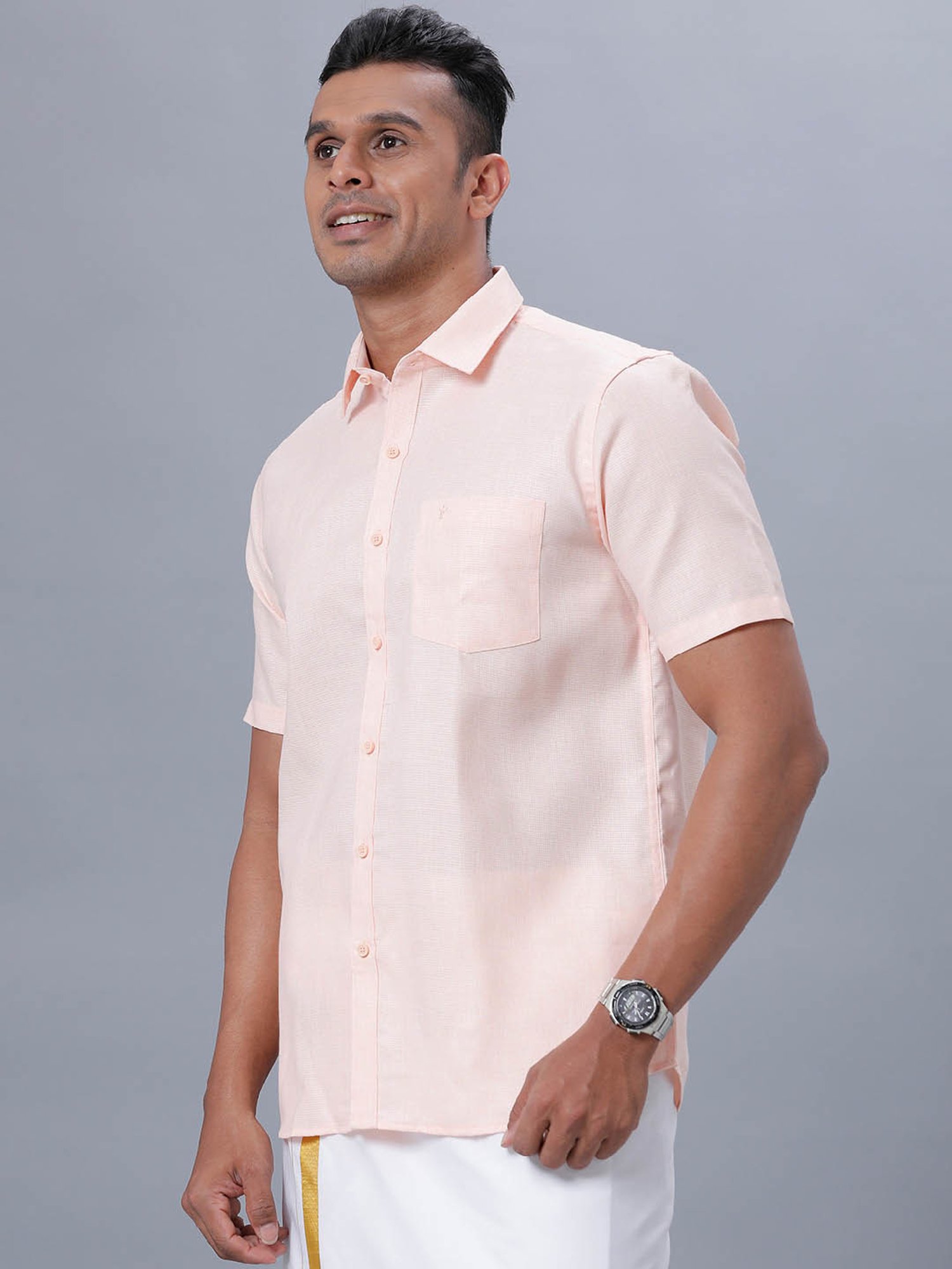 Ramraj Light Pink Regular Fit Shirt