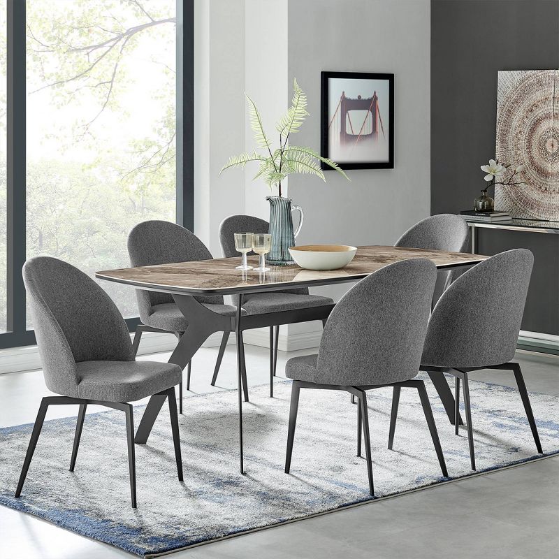 Set of 2 Sunny Swivel Fabric and Metal Dining Chairs Gray - Armen Living