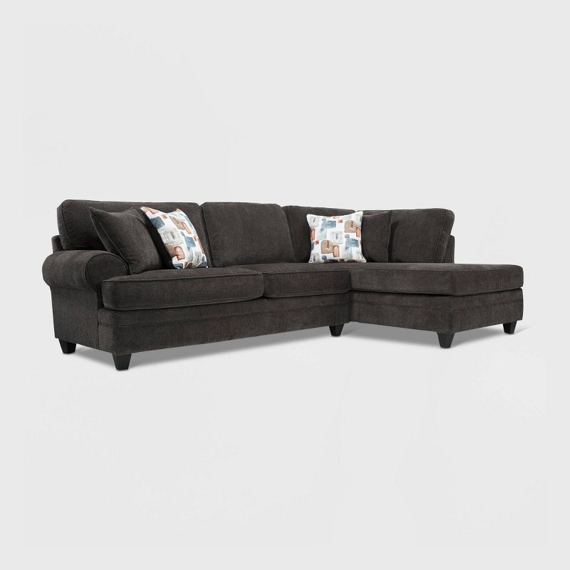 Langston Right Hand Facing Sectional Dark Gray - True Seating