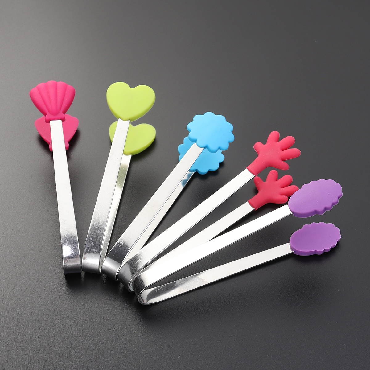 5PCS Kitchen Tools Clips Mini Silicone Baking Tongs Ice Tongs Food Tongs Sugar Tongs Kitchen Gadgets (Random Color)