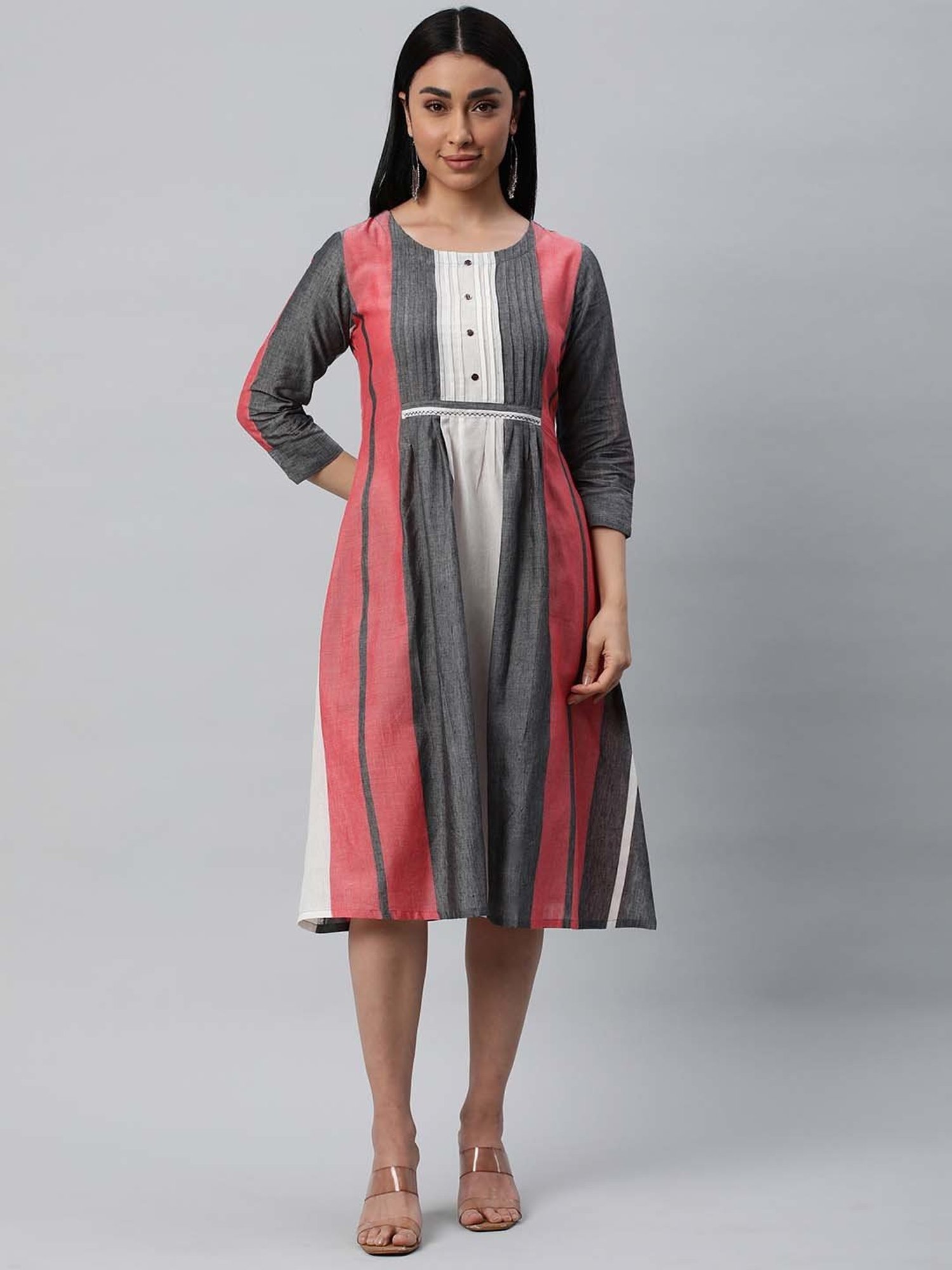 Kami Kubi Multicolor Striped A Line Dress