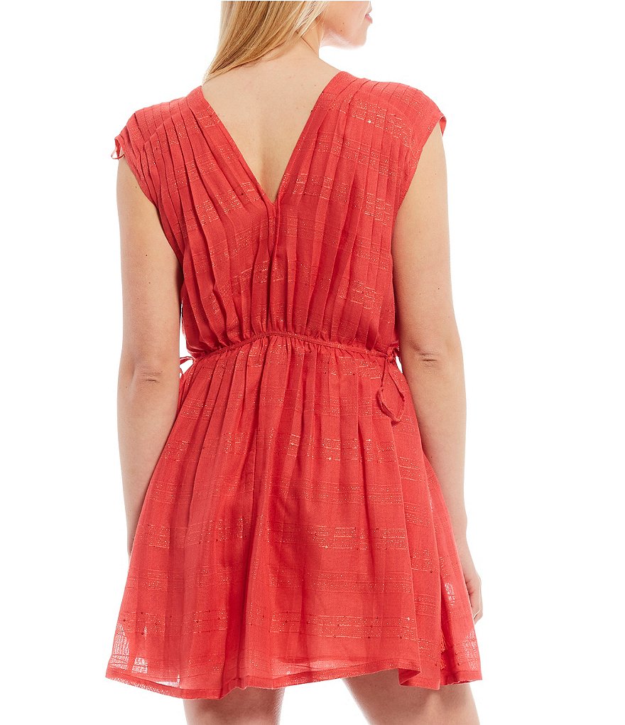 Chelsea & Violet V-Neck Cap Sleeve Rayon Sequin Stripe Mini Dress