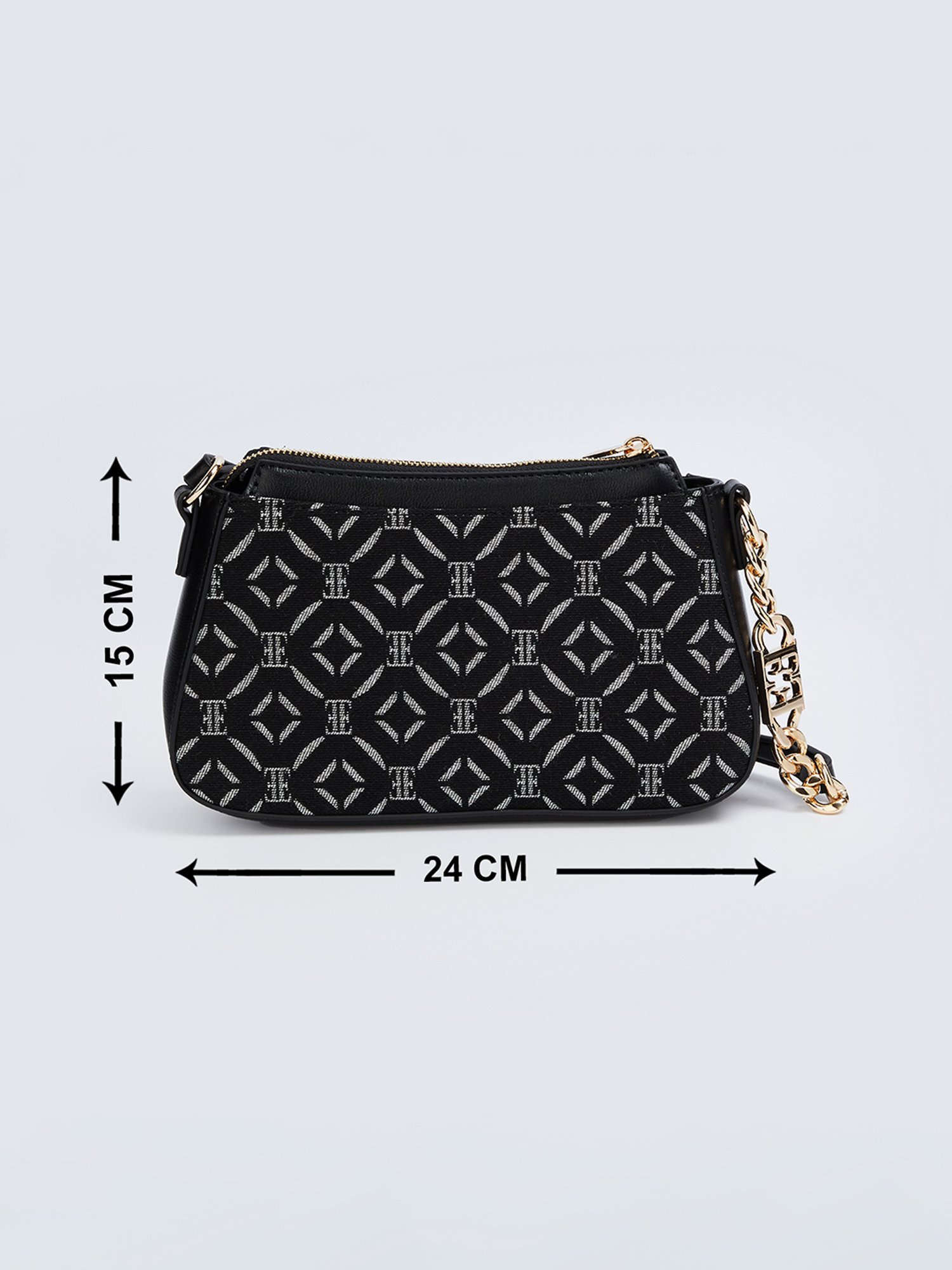 Elle Black & White Printed Sling Handbag