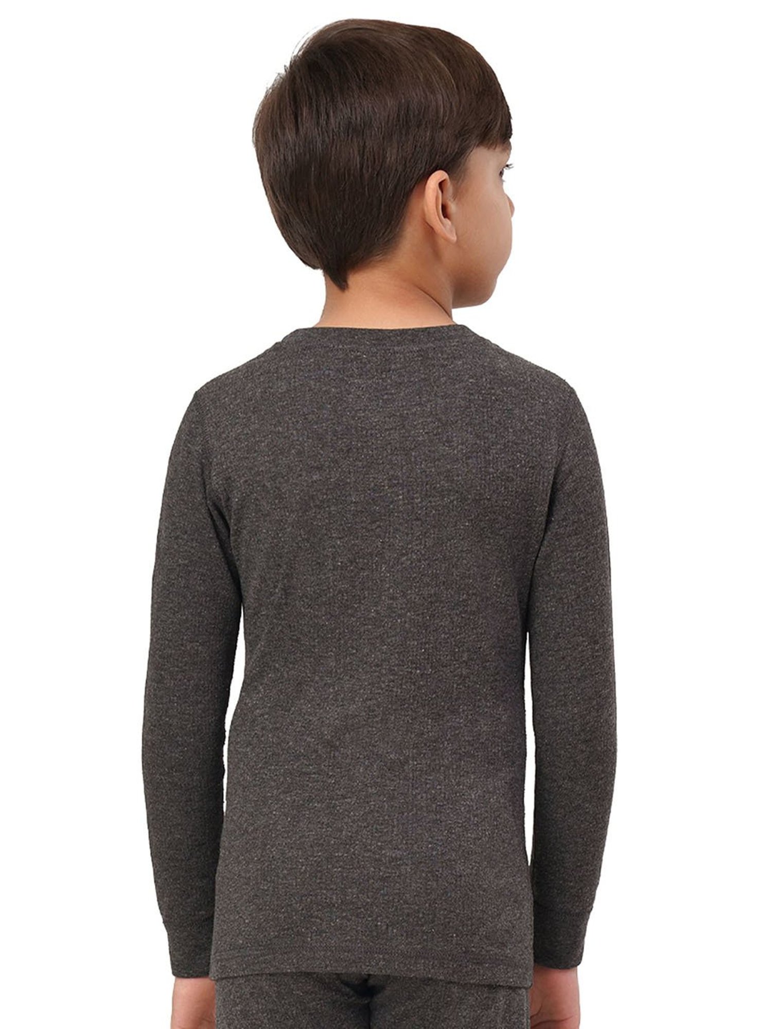 U.S. Polo Assn. Kids Dark Grey Solid Full Sleeves Thermal T-Shirt