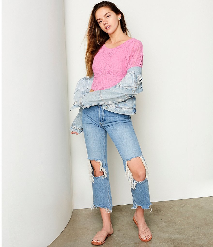 Free People Tea Time Long Puff Sleeve Top