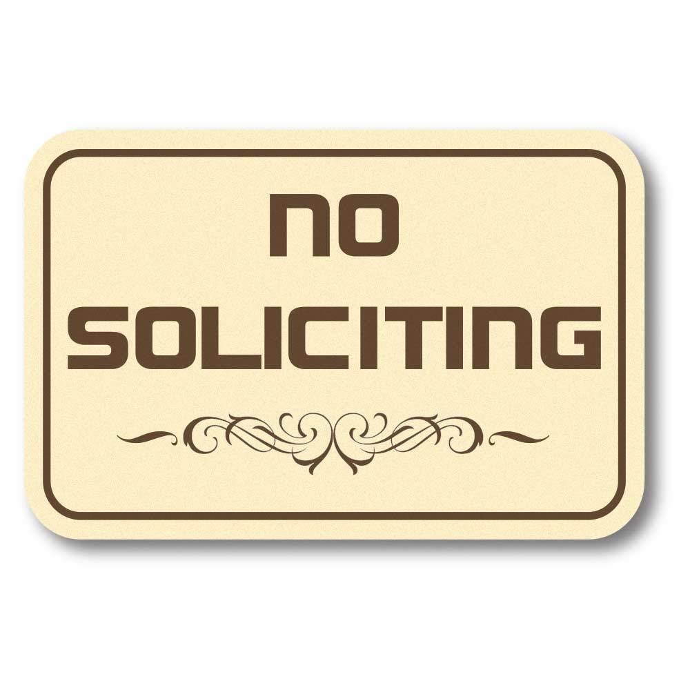 Engraved No Soliciting Sign (Ivory) - Large