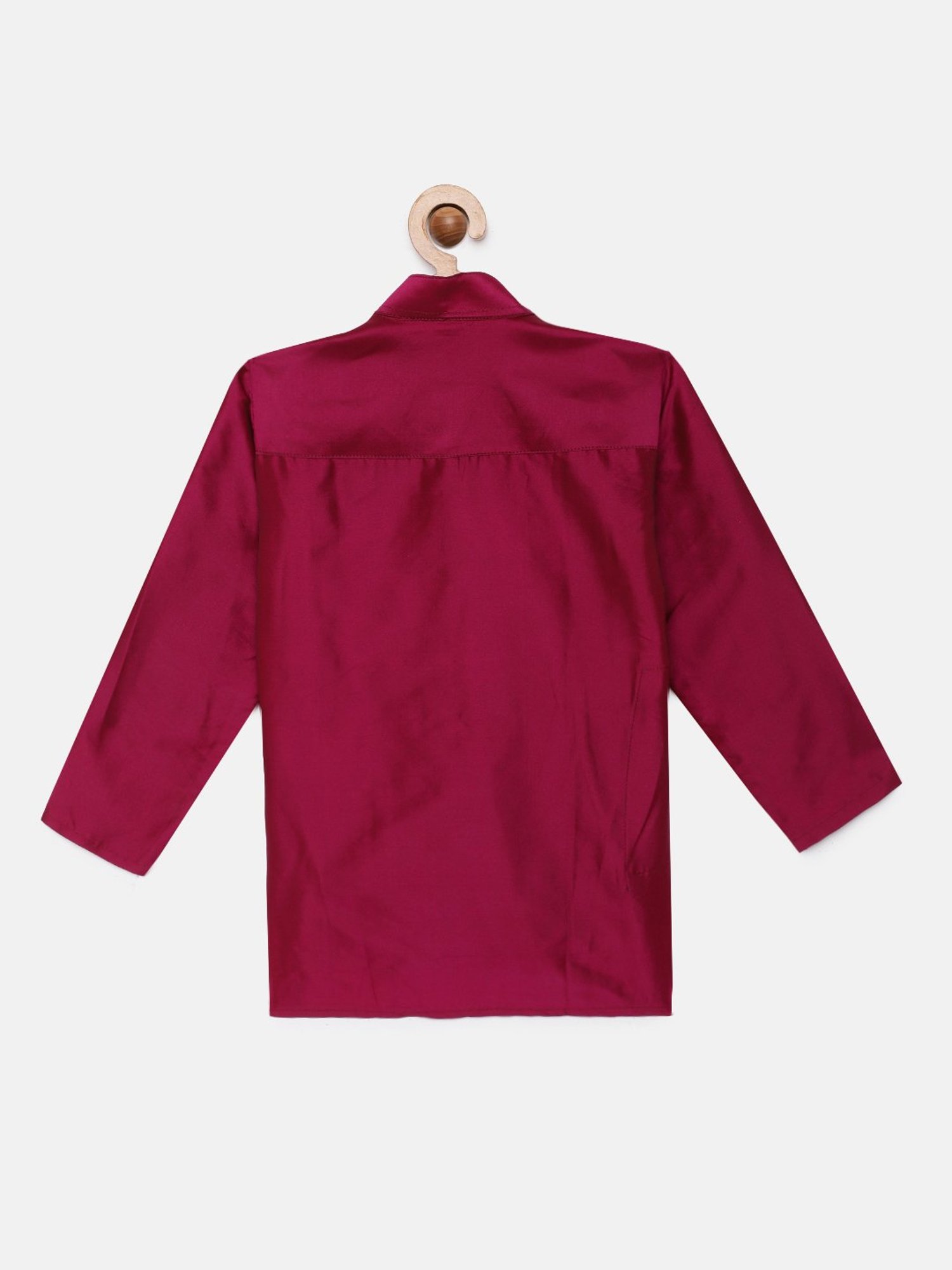 THANGAMAGAN Kids Dark Pink Solid Full Sleeves Kurta