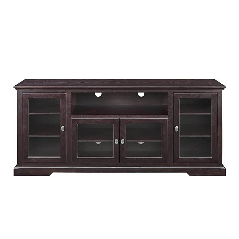 Edison Concord Classic Glass Door Storage TV Console for TVs up to 80 Inches, 70 Inch, Espresso Brown