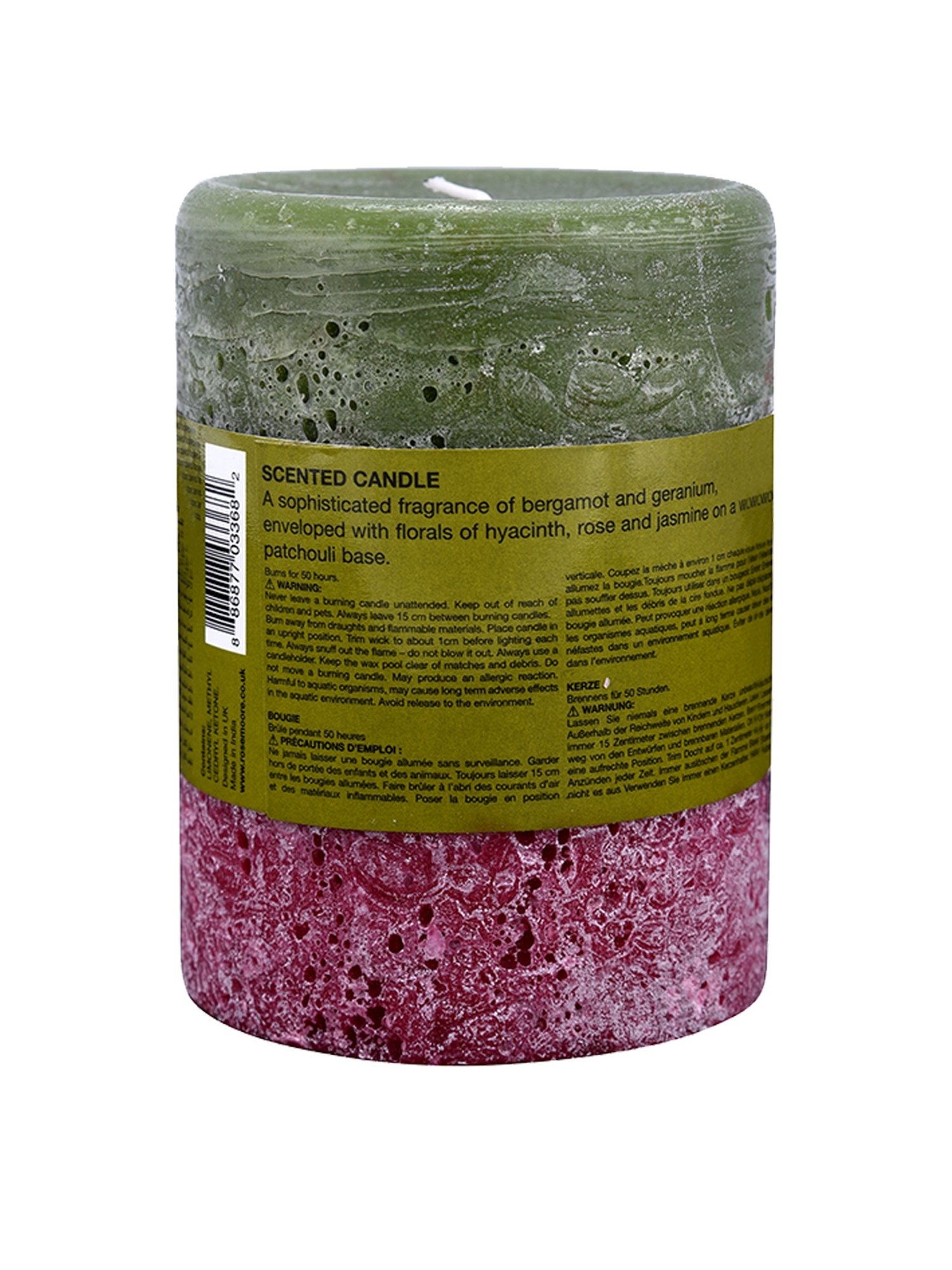 Rosemoore Wax Bergamot & Geranium Pillar Candle