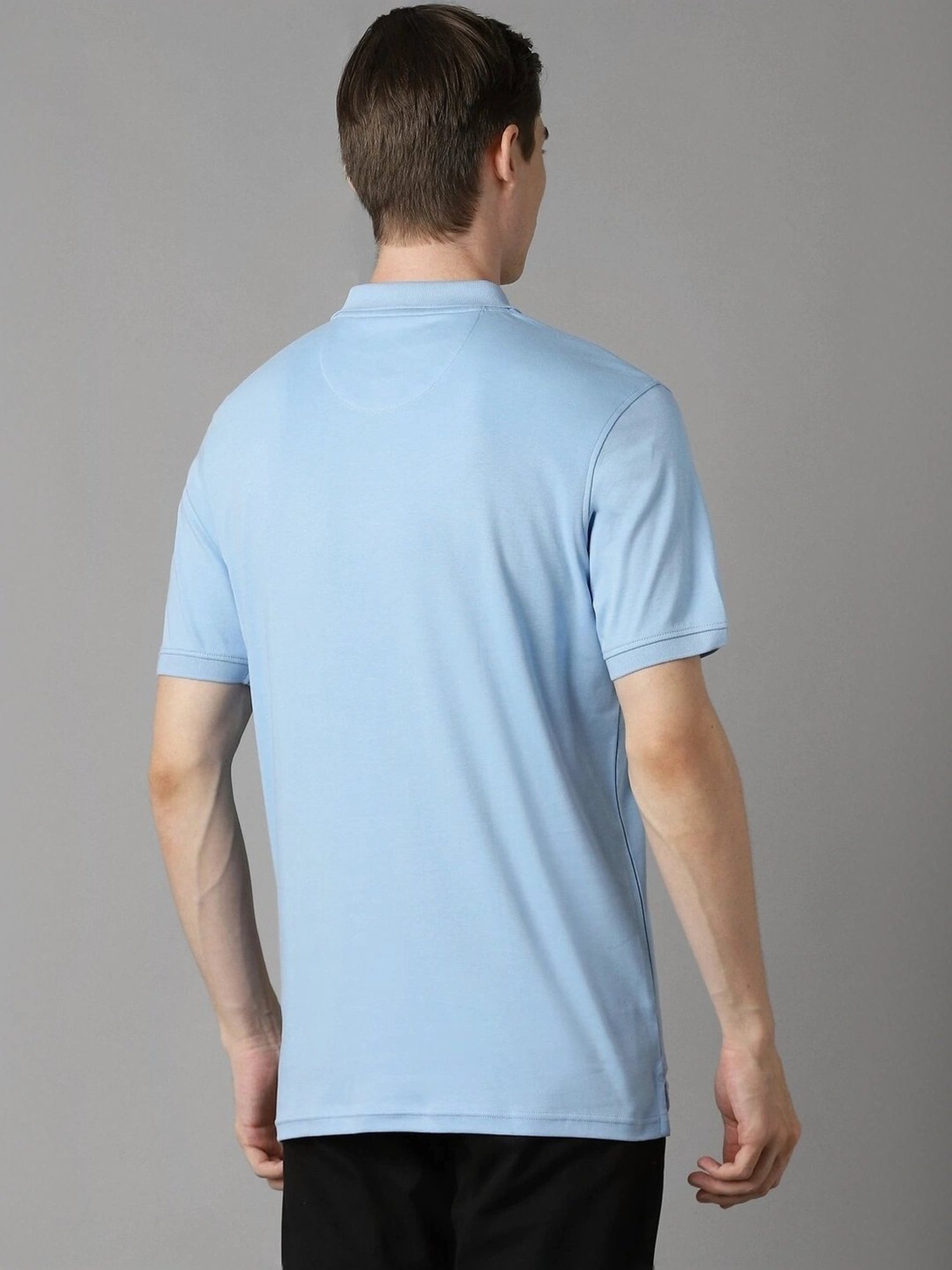 Louis Philippe Blue Cotton Regular Fit Polo T-Shirt