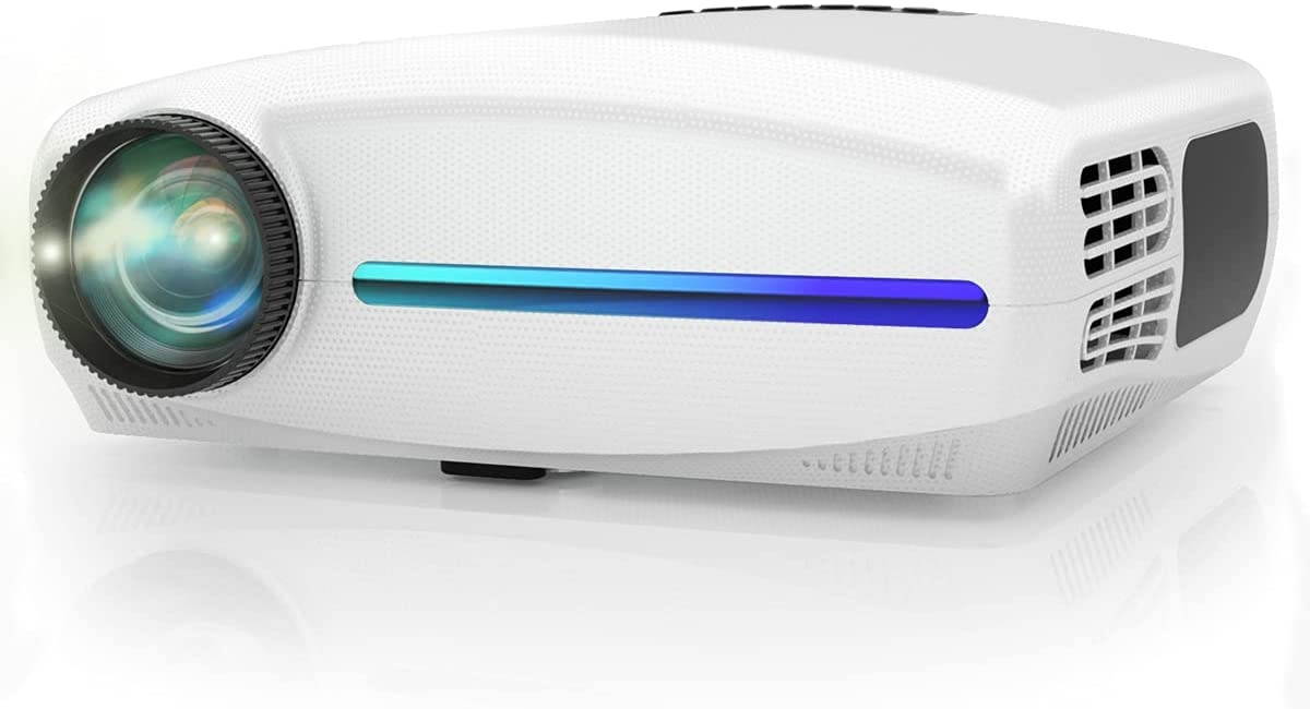 WiMiUS S1 Projector Native 1080P Support 4K Full HD, Top Bright Projector Support 60HZ Fresh Rate, Home & Outdoor Video Projector w/ 4D Keystone & 10W Speaker for iOS, Android, TV Stick