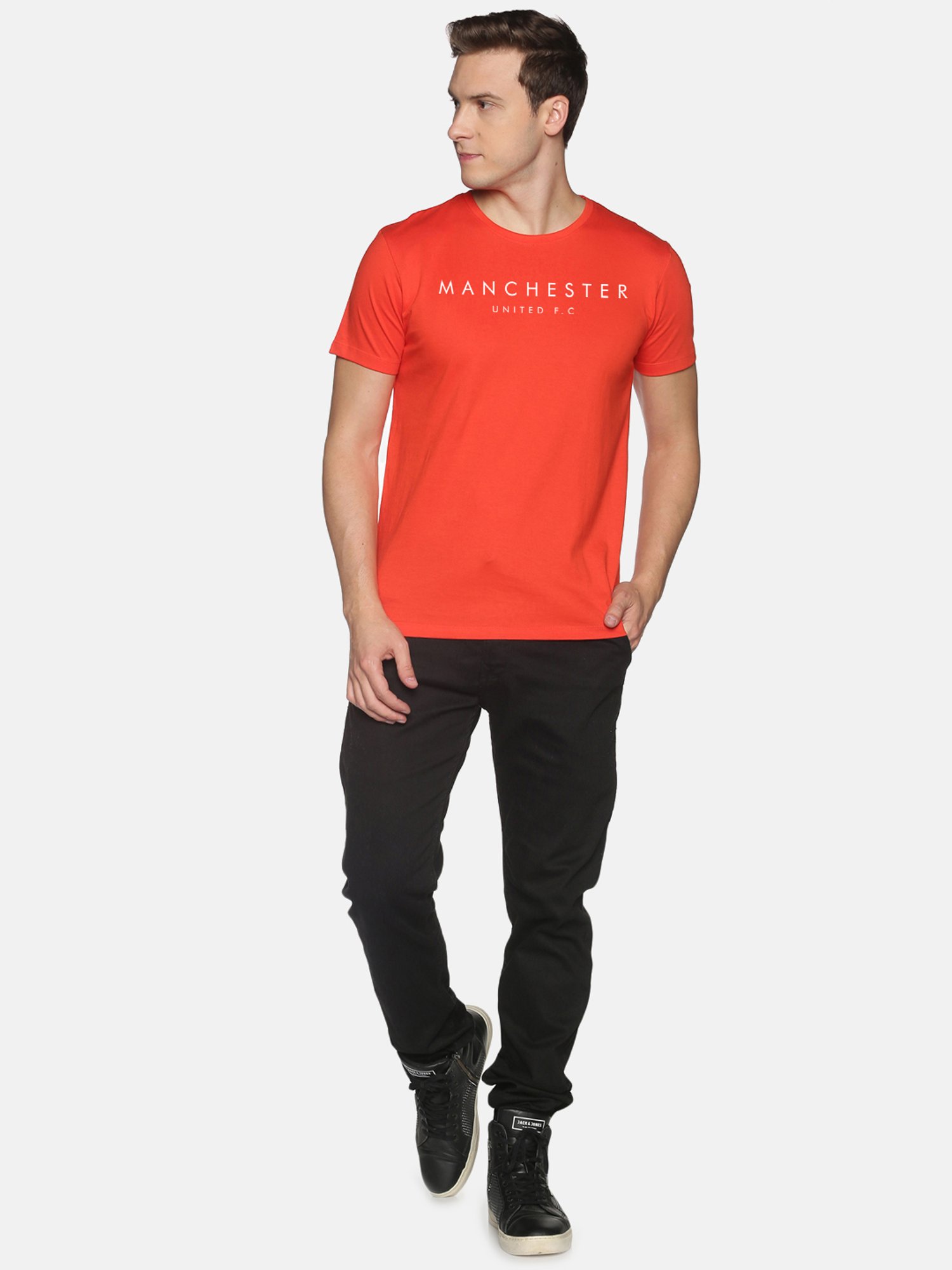 BLACK RADIO Red Slim Fit Printed Crew T-Shirt