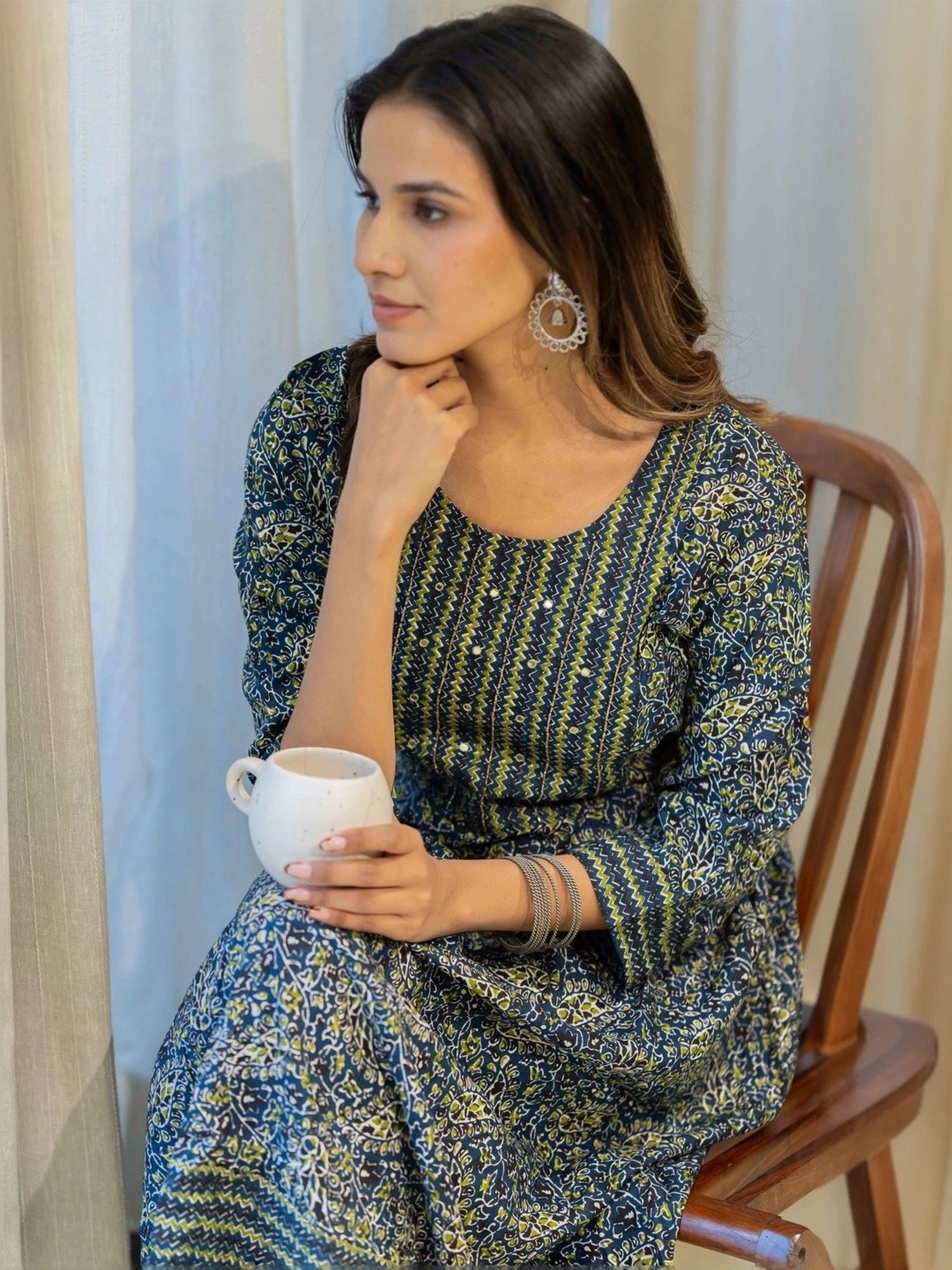 MIRCHI FASHION Blue Cotton Printed A-Line Dress