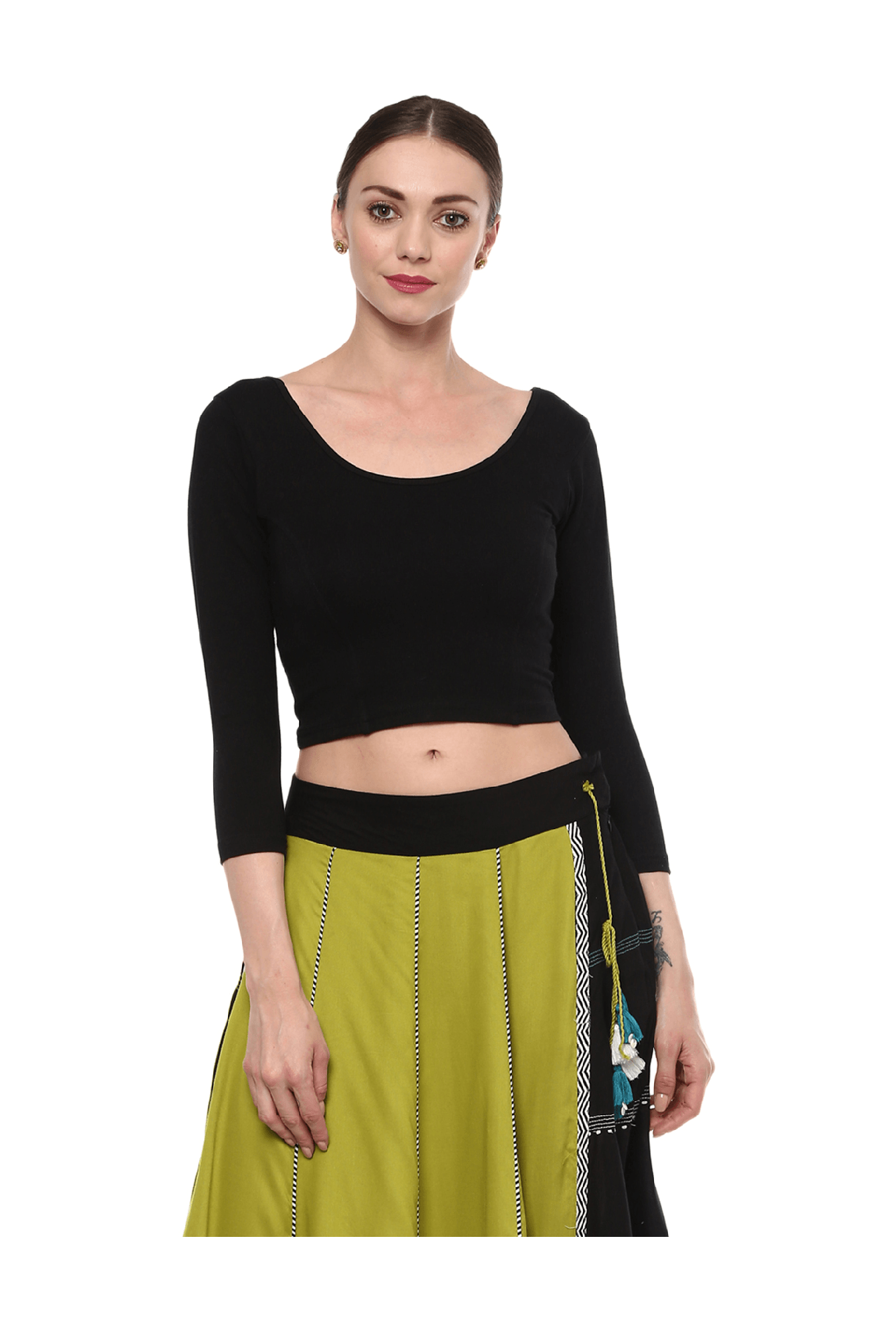 Salwar Studio Black Round Neck Blouse
