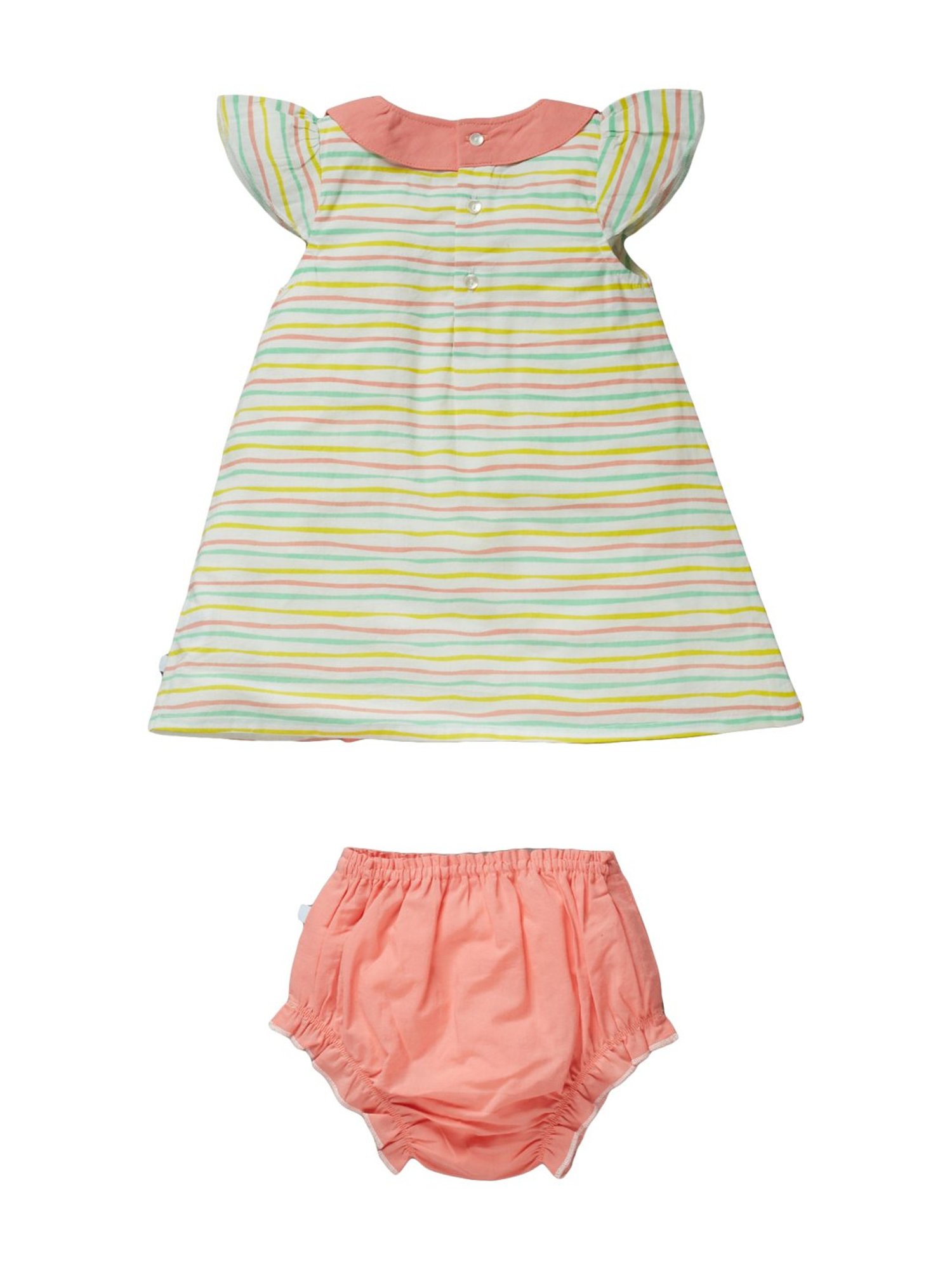 Pranava Kids Desert Flower Cotton Striped Dress & Bloomer