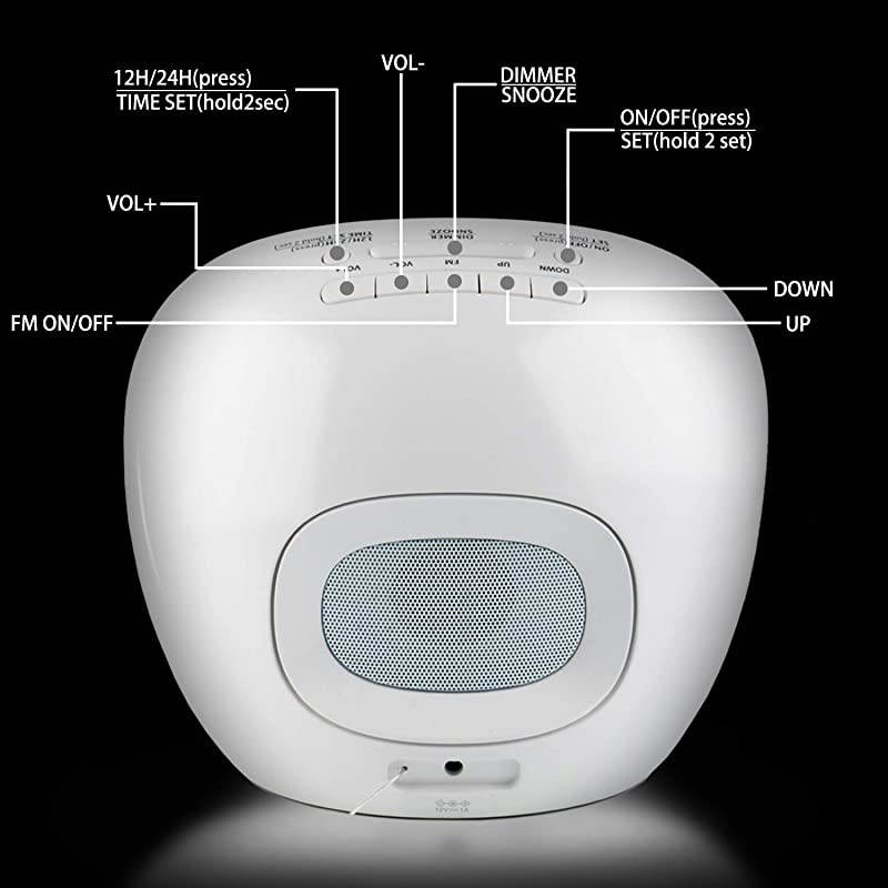 Wake-Up Light Alarm Clock  Sunrise Alarm Clock with Radio for Bedrooms, 7 Colored Night Light, Snooze, Adjustable Brightness and Touch Control for Kids