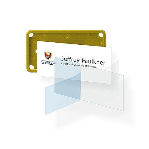 SB-12-C-GD Reusable Window Name Badge Tag (BULK PURCHASE 12PCS SPECIAL OFFER) with Pin/Window Size 75x37mm / Color: GOLD