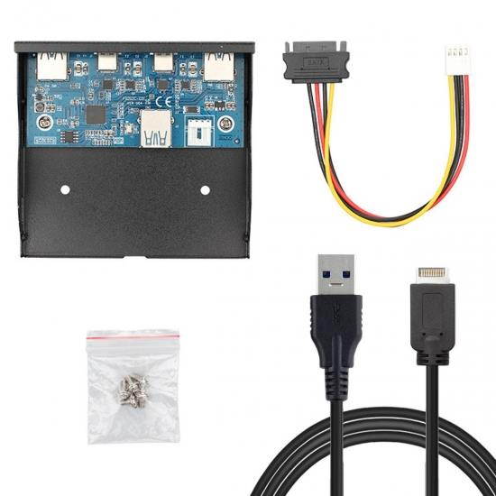 Cablecc USB 3.1 Front Panel Header to USB-C & USB 3.0 HUB 4 Ports Front Panel Motherboard Cable for 3.5" Floppy Bay