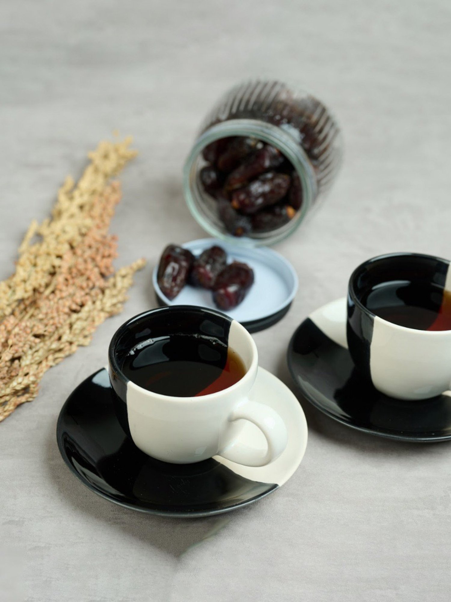 BlackCarrot Black & White Cup & Saucer Set of 2