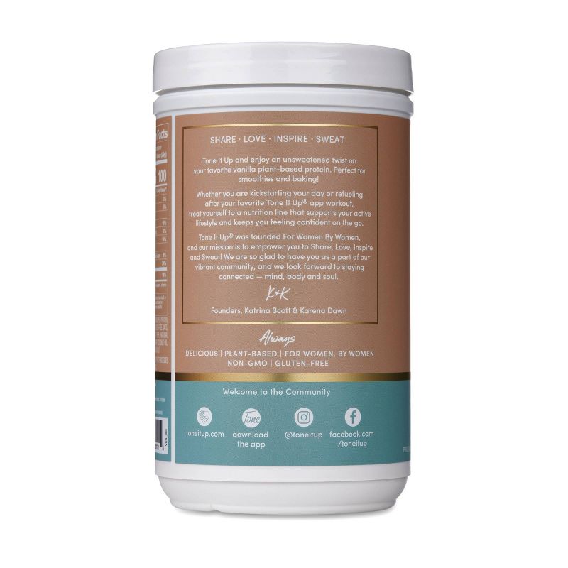 Tone It Up Plant-Based Protein Powder - Vanilla Unsweetened - 14.32oz