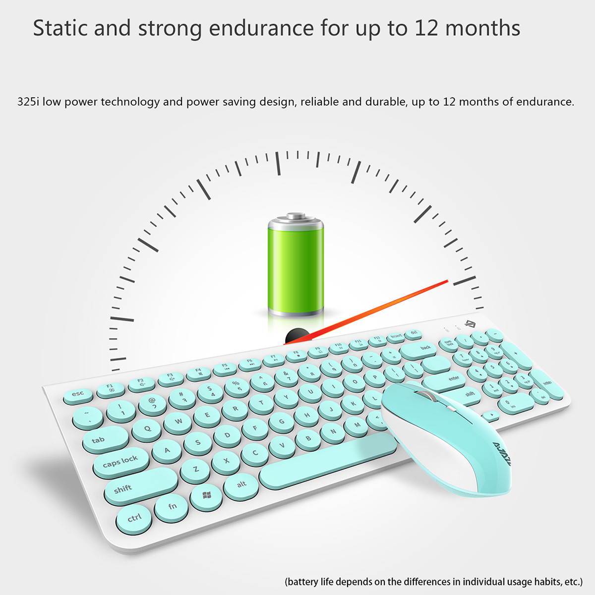 UrChoiceLtd&reg; Keyboard Mouse Combo Ajazz 352i Wireless Retro Punk Design Ultra Slim Silent Mute Usb Multimedia Ergonomic Metal Keyboard Mouse Sets Optical 1600DPI 4 Buttons