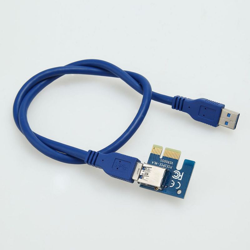 PCIe 1x to 16x Riser USB 3.0 Extender Cable Sata to 4Pin IDE Molex Power Supply