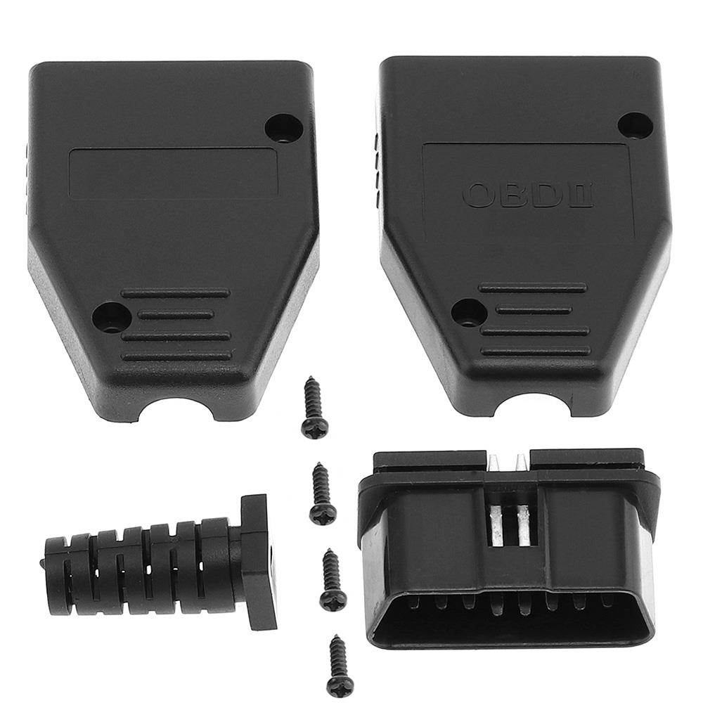 OBD-II DIY 16Pin Male Extension Opening Cable Car Diagnostic Interface Connector PLug with SR Shell and Screw