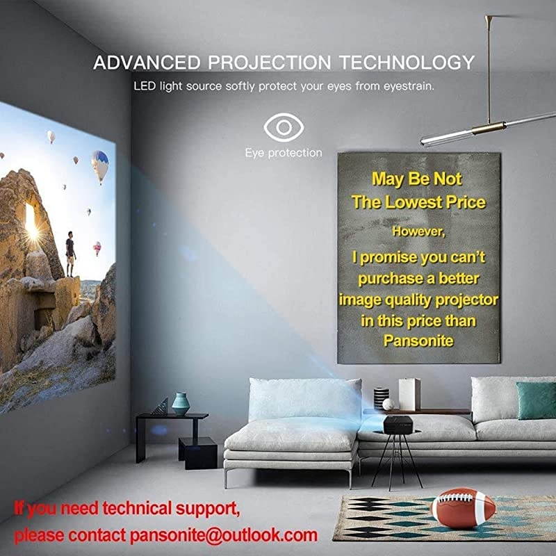 Projector 5200 Lumens Movie Projector for iPhone Support 1080P and 30000 Hour Lamp Life and Max200 DisplayCompatible with HDMIVGAAVUSBBlack