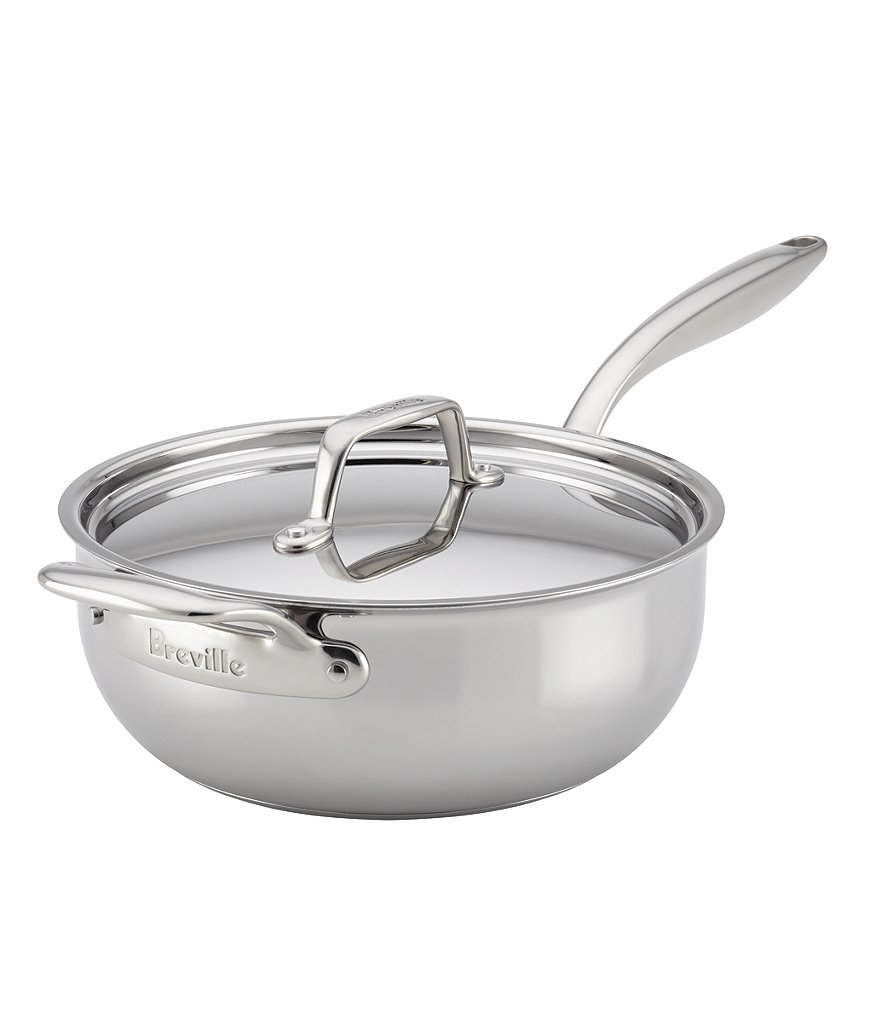 Breville Thermal Pro Clad Stainless Steel Covered Saucier with Helper Handle
