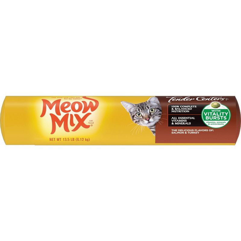 Meow Mix Tender Centers with Flavors of Salmon & Turkey Adult Complete & Balanced Dry Cat Food - 13.5lbs