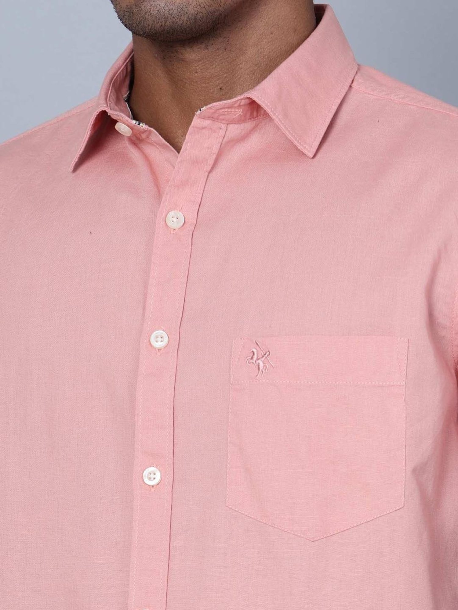 Cantabil Pink Cotton Regular Fit Shirt