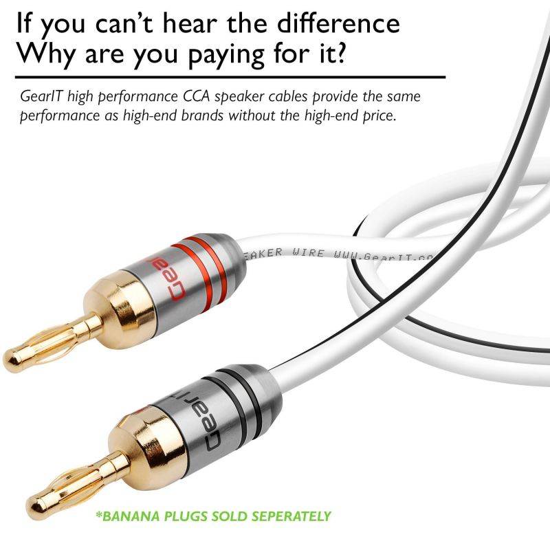 14AWG Speaker Wire, GearIT Pro Series 14 AWG Gauge Speaker Wire Cable (100 Feet / 30.48 Meters) Great Use for Home Theater Speakers and Car Speakers White 100 Feet