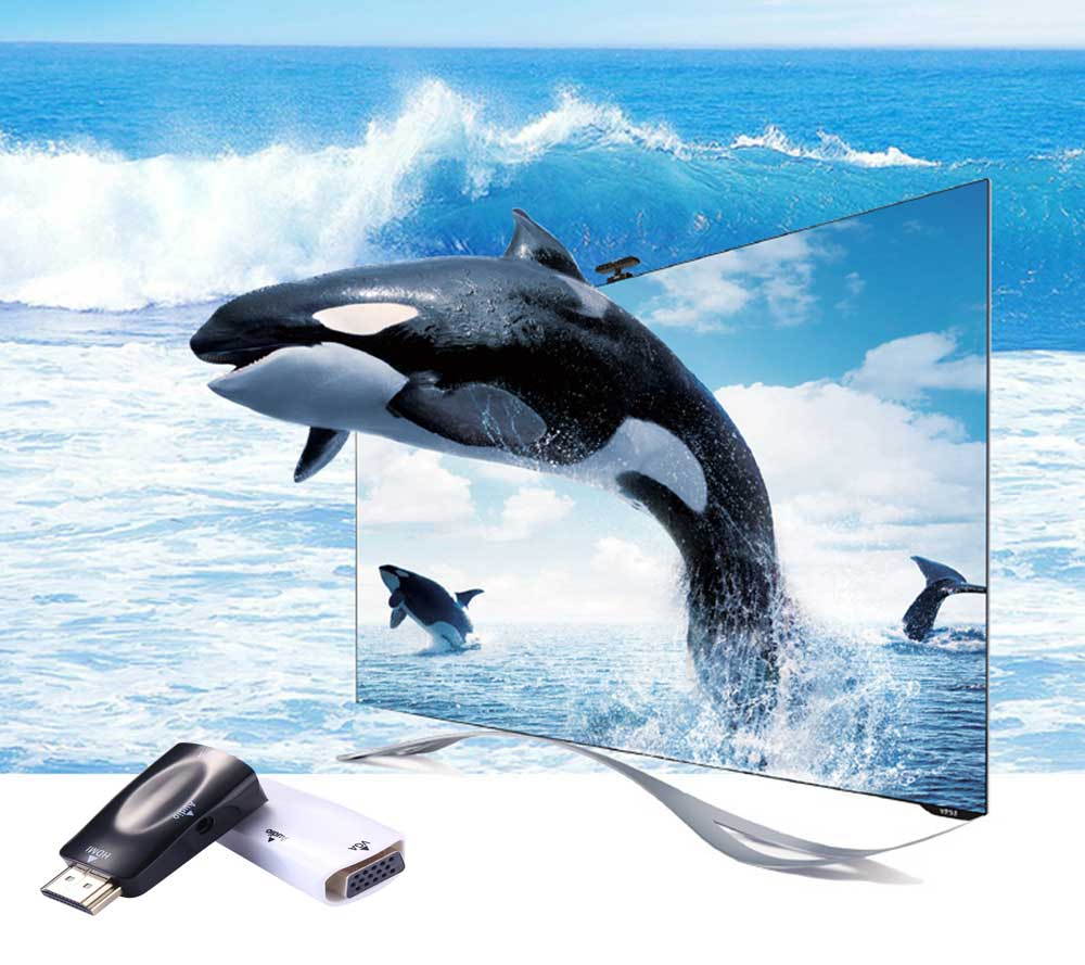 Wanmingtek HDMI to VGA Converter Adapter - Gold-Plated HDMI Male to VGA Female Adapter for PC, Laptop, DVD, Projector, HDTV, Xbox, STB, Intel Nuc, Chromebook, TV Box and Other HDMI Devices -White