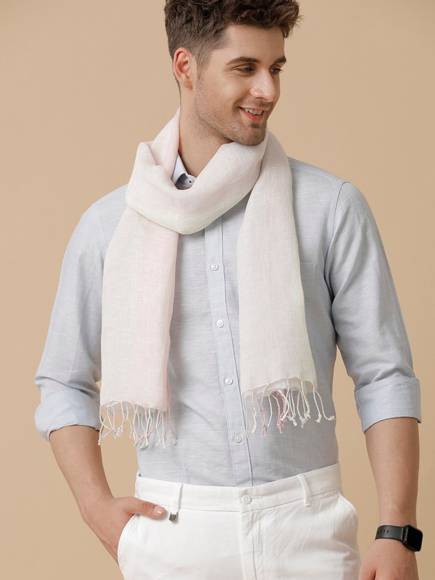 Linen Club Pink Solid  Stole