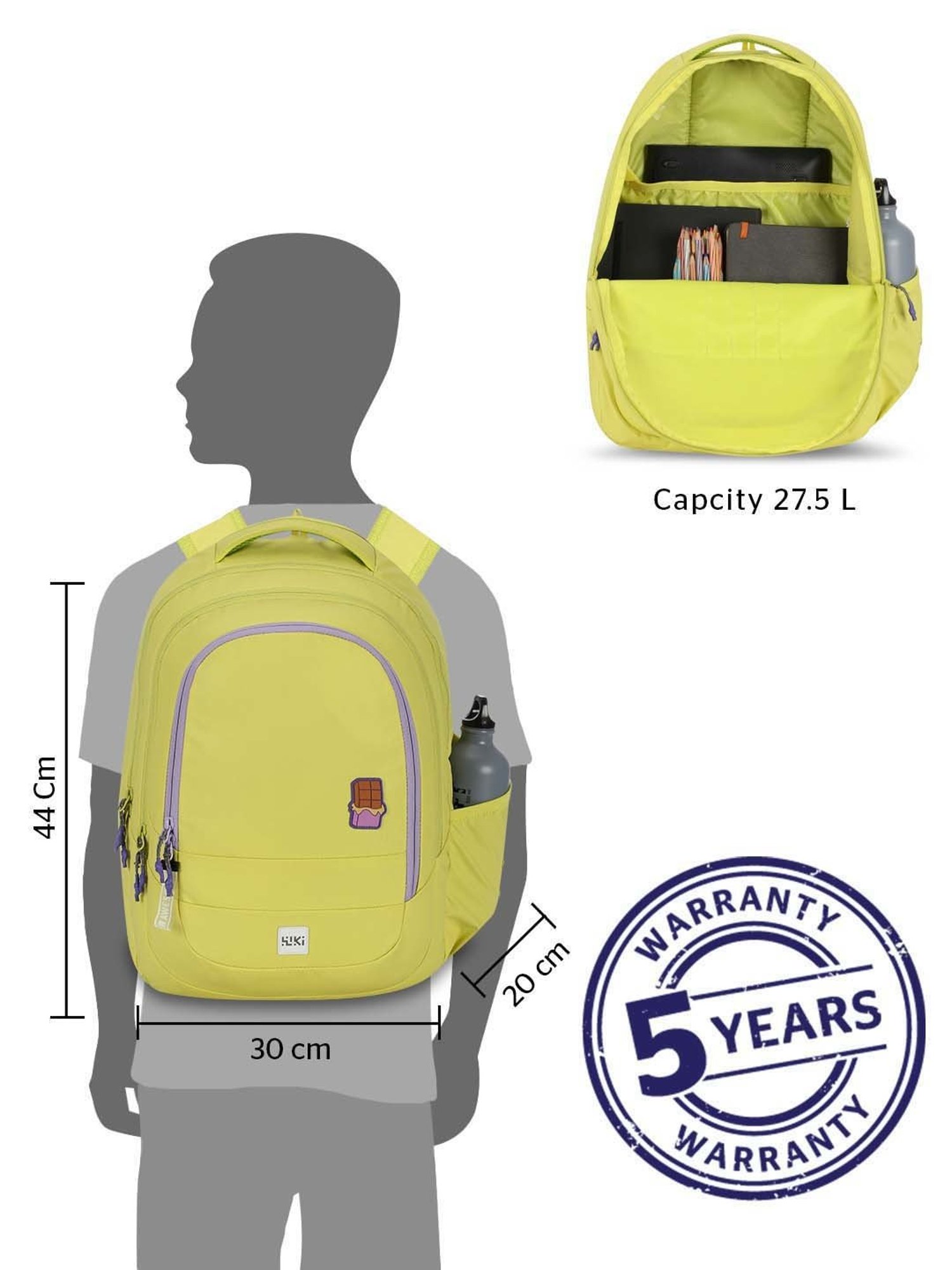 Wiki 27.5 Ltrs Green Medium Backpack