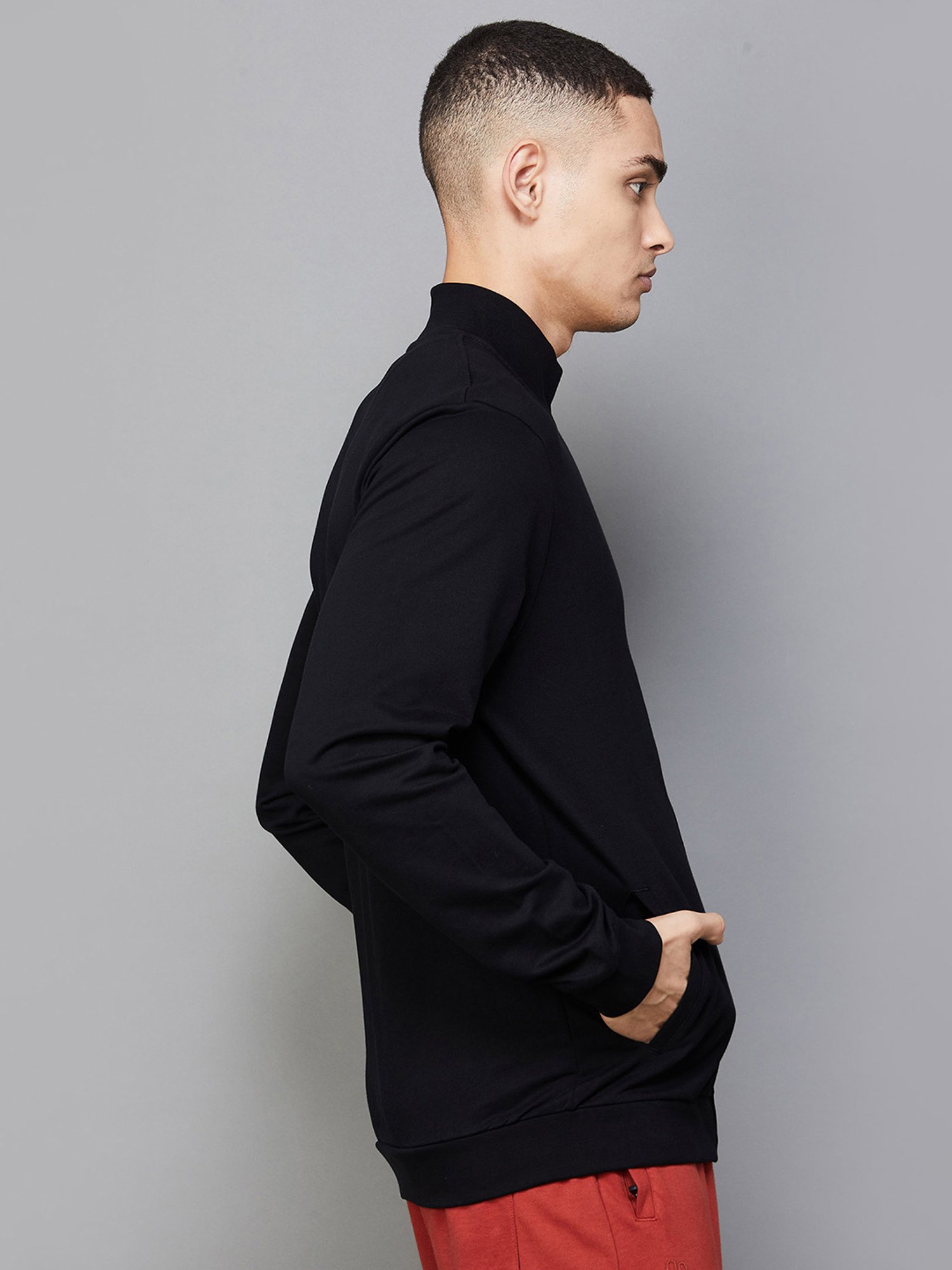 KAPPA Black Regular Fit High Neck Sweatshirt