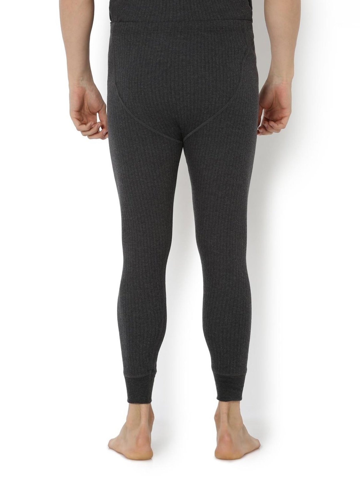 Van Heusen Skinny Fit Anti Bacterial Snug Fit Solid Thermal Bottom - Charcoal Melange