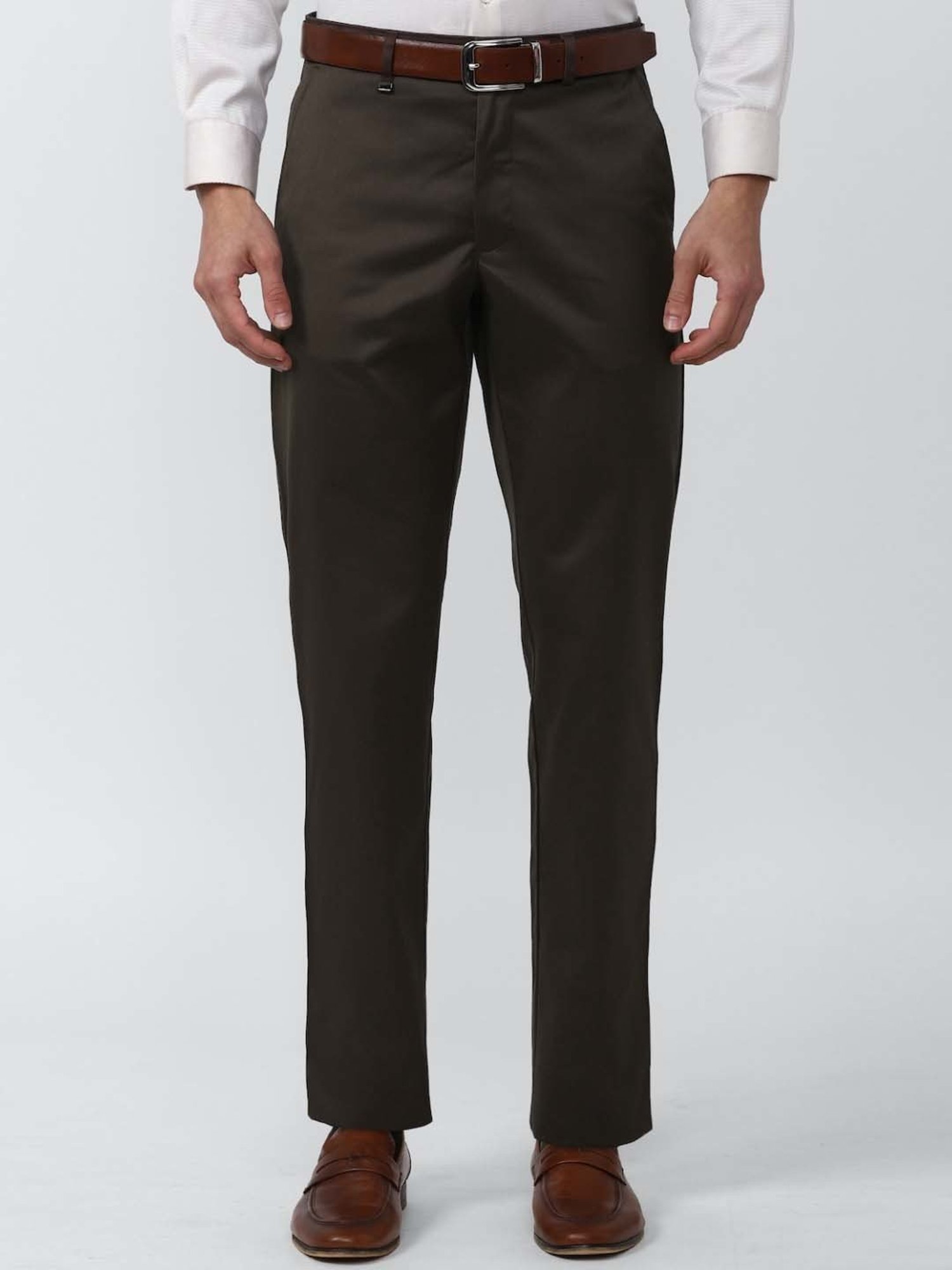 Van Heusen Brown Regular Fit Trousers